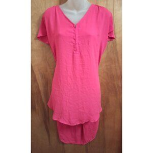 Torrid Womens Blouse Top 5X Harper Georgette Hookeye Tulip Sleeve Top Pink 5